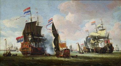 De aankomst van Michiel Adriaanszoon de Ruyter in Amsterdam door Abraham Storck